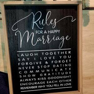 Black and White Marriage Rules Wall Decor